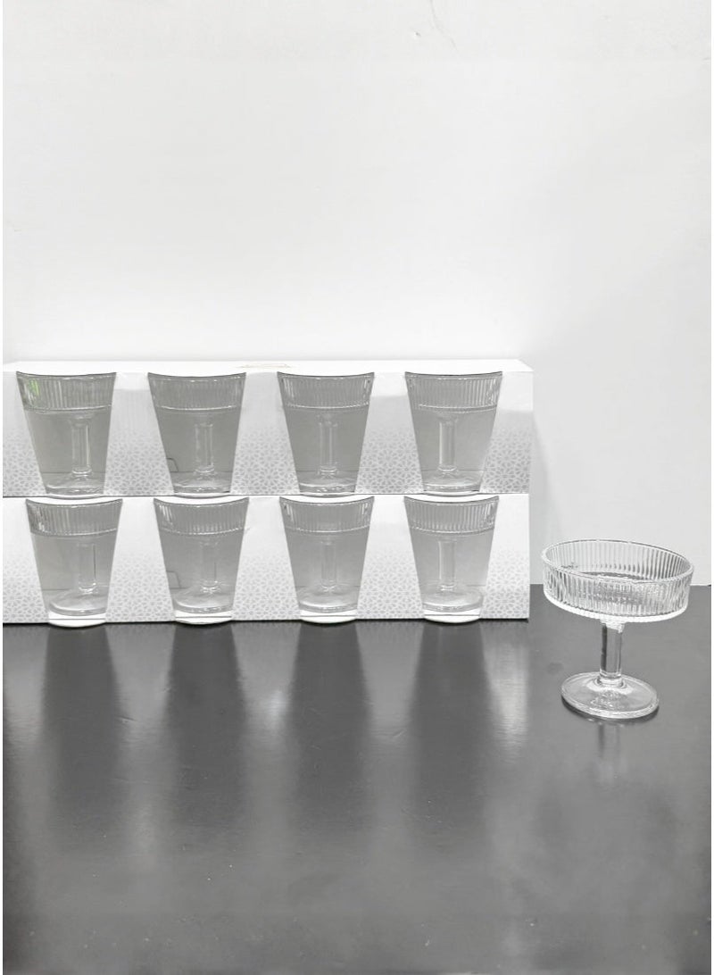 AL-GANNAS Set of 8 Crystal Glass Dessert Bowl Set with Base | Premium Cups for Sweets & Ice Cream - Image 5