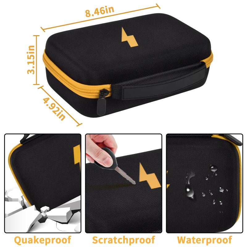 Comecase Hard Carrying Case for Fluke 87-V/ 88V/ 15B+/ 17B+ and More Digital Multimeter, Protective Travel Storage Bag - Black + Yellow Pocket - Image 5