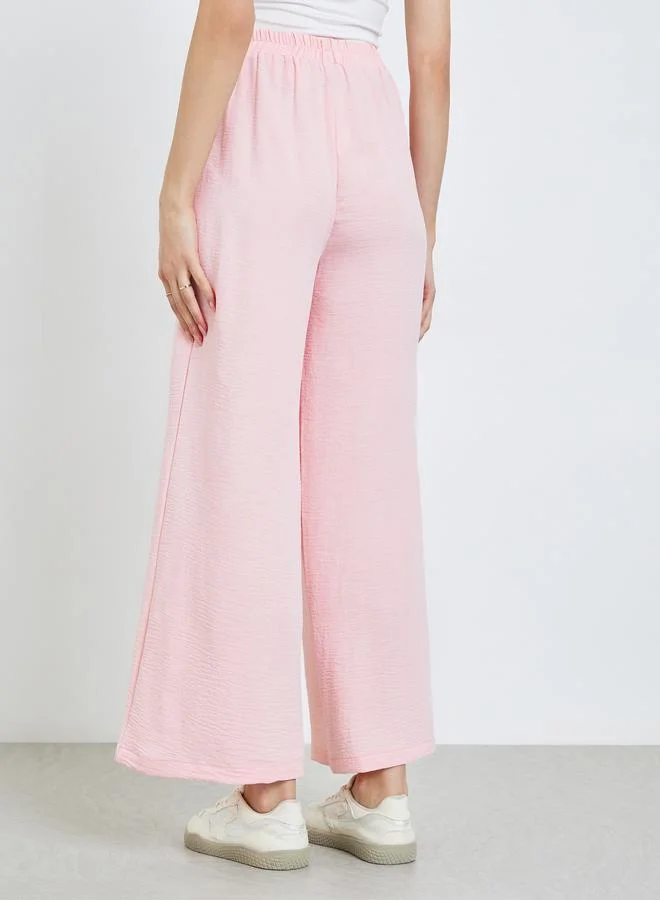 تايك تو Light Pink Solid Straight Leg Pants