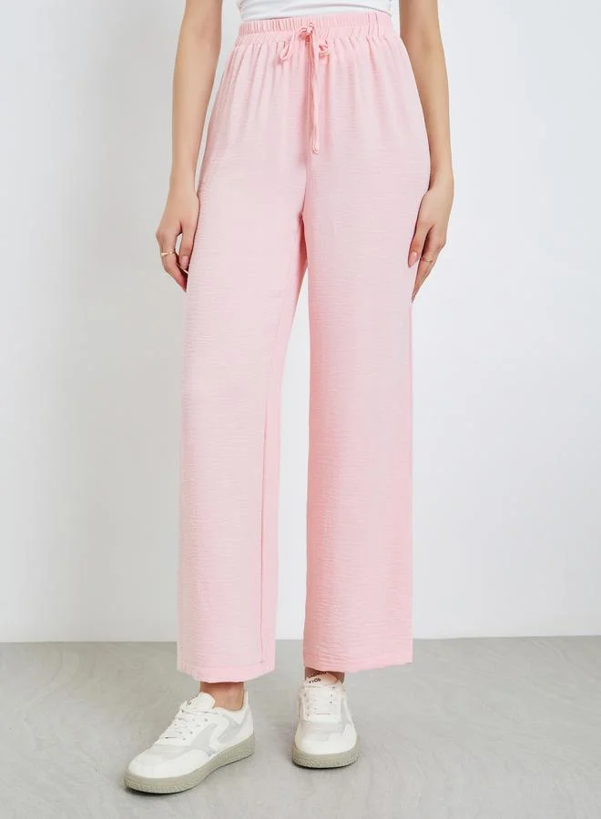 تايك تو Light Pink Solid Straight Leg Pants