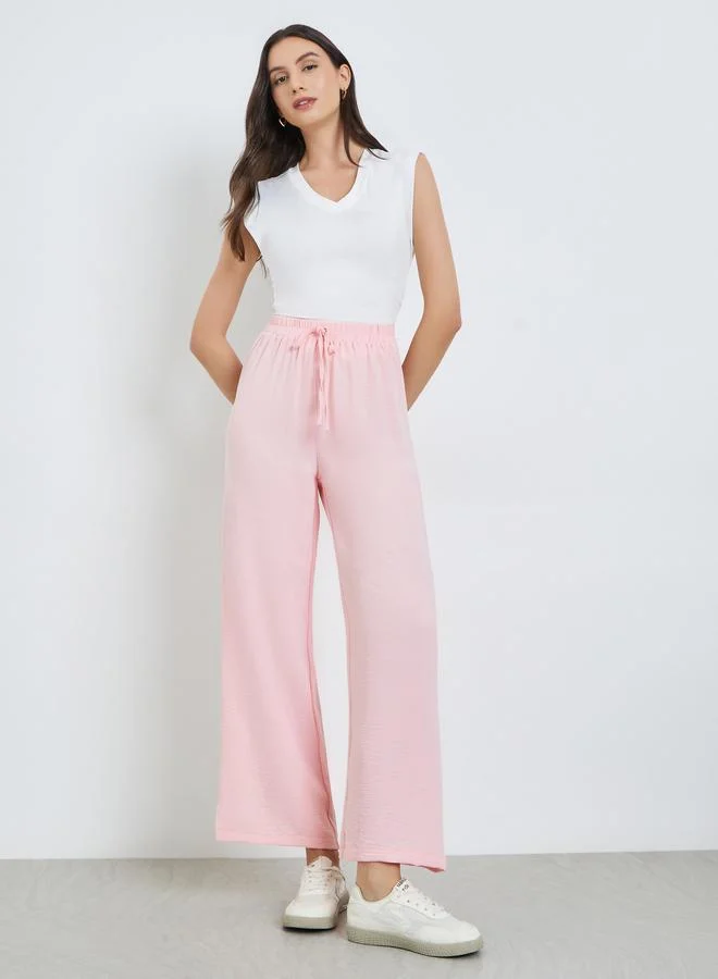تايك تو Light Pink Solid Straight Leg Pants