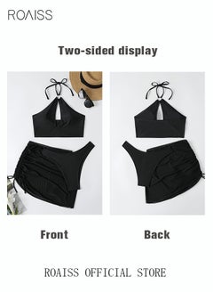 3 Pack Bikini Sets Textured Ring Linked Halter Beachwear Ladies Tankini Swimsuit Hollow Out Beach Skirt Push Up Swimwear Pure Black - pzsku/Z74C0AEA9E25A24A3FE33Z/45/_/1729306872/ea36f1aa-8228-42e2-a6ea-1a08baae2d3d