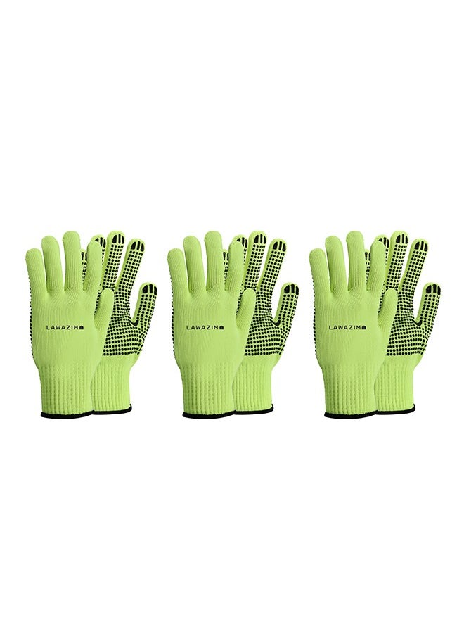 LAWAZIM 3-Pairs Cotton Working Gloves - Yellow Dotted  - Image 2