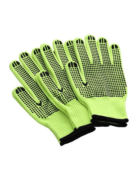 3-Pairs Cotton Working Gloves - Yellow Dotted