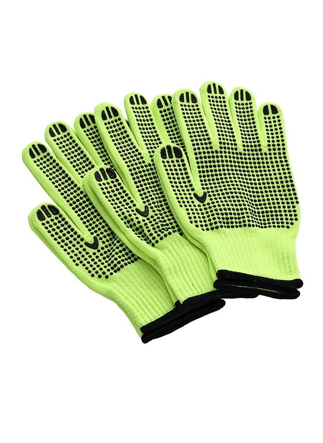 LAWAZIM 3-Pairs Cotton Working Gloves - Yellow Dotted  - Image 1