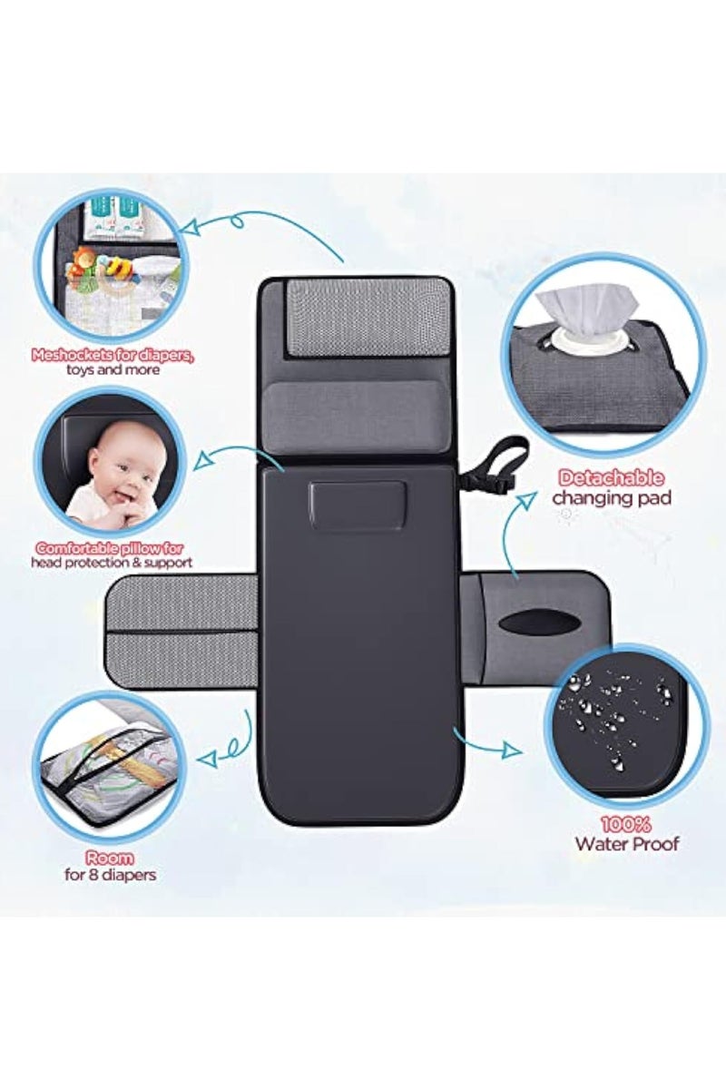 Arabest Portable Diaper Changing Pad with A Wipes Dispenser and A Comfortable Pillow, Portable Changing pad for Newborn Girl and Boy, Waterproof Travel Changing Kit, Baby Gift (Grey) - Image 2