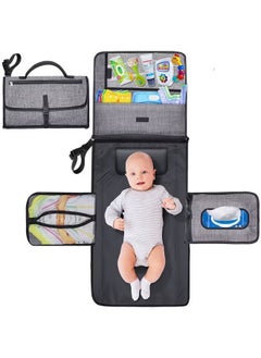 Arabest Portable Diaper Changing Pad with A Wipes Dispenser and A Comfortable Pillow, Portable Changing pad for Newborn Girl and Boy, Waterproof Travel Changing Kit, Baby Gift (Grey)  - Image 1