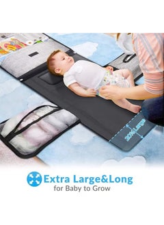 Arabest Portable Diaper Changing Pad with A Wipes Dispenser and A Comfortable Pillow, Portable Changing pad for Newborn Girl and Boy, Waterproof Travel Changing Kit, Baby Gift (Grey)  - Image 2