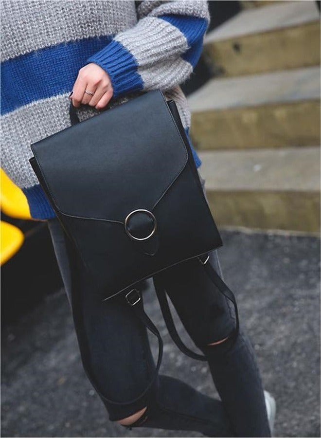 roaiss Portable Minimalist Flap Backpack for Women and Girls Retro College Style Casual Simple Bag Lightweight Leather Commute Bags with Adjustable Strap - Image 4