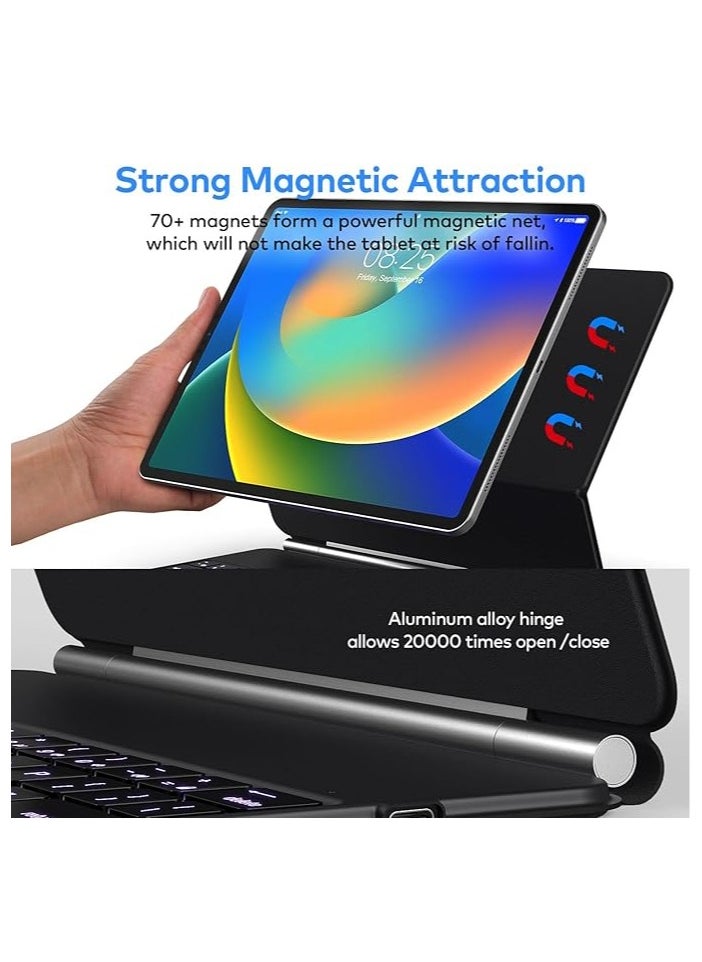 Generic - Arabic and English Keyboard Case for iPad Air 11-inch (M2) & iPad Pro 11 inch (1st/2nd/3rd/4th Generation) – Magic-Style Magnetic Keyboard Case with Multi-Touch Trackpad Compatible with 10.9” iPad Air 4th/5th Gen. - Image 1