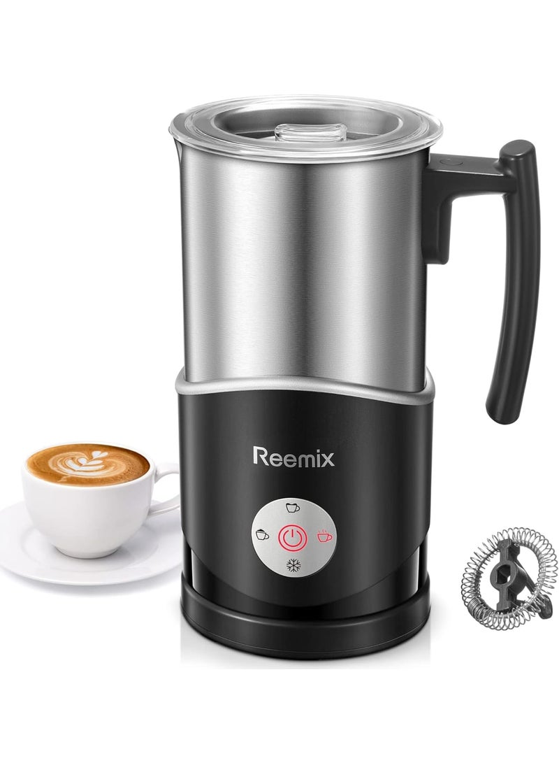 SOLARAE Milk Frother, 4-in-1 Electric Milk Steamer, 11.8oz Electric Milk Steamer Soft Foam Maker With Large Open, for Latte, Cappuccinos, Macchiato, Silent Operation (Silver) - Image 1