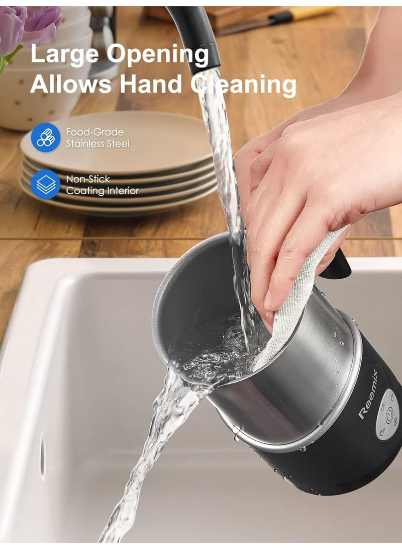 SOLARAE Milk Frother, 4-in-1 Electric Milk Steamer, 11.8oz Electric Milk Steamer Soft Foam Maker With Large Open, for Latte, Cappuccinos, Macchiato, Silent Operation (Silver) - Image 3