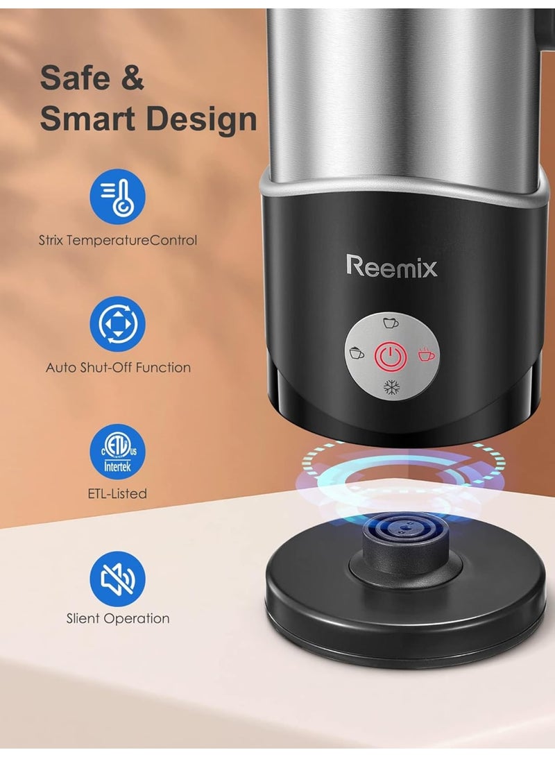 SOLARAE Milk Frother, 4-in-1 Electric Milk Steamer, 11.8oz Electric Milk Steamer Soft Foam Maker With Large Open, for Latte, Cappuccinos, Macchiato, Silent Operation (Silver) - Image 4