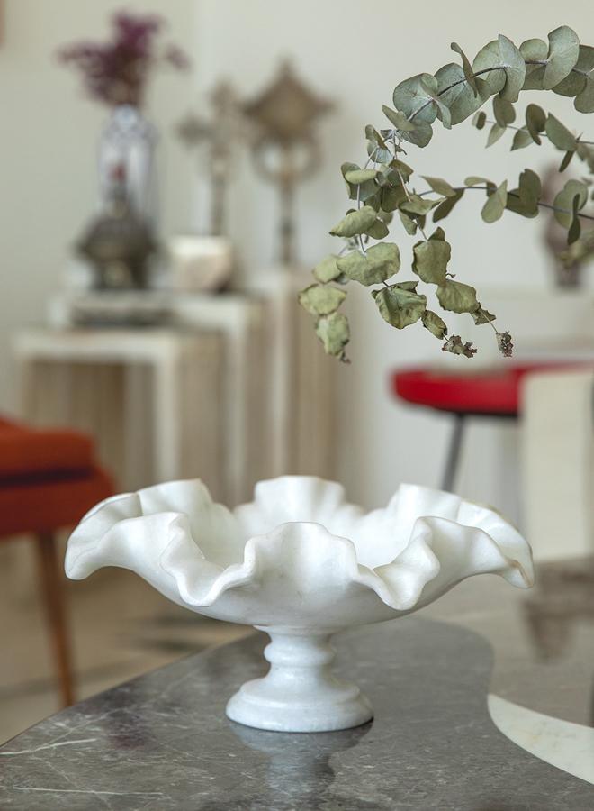 Curate Home Safa White Marble Fruit Bowl - Image 1