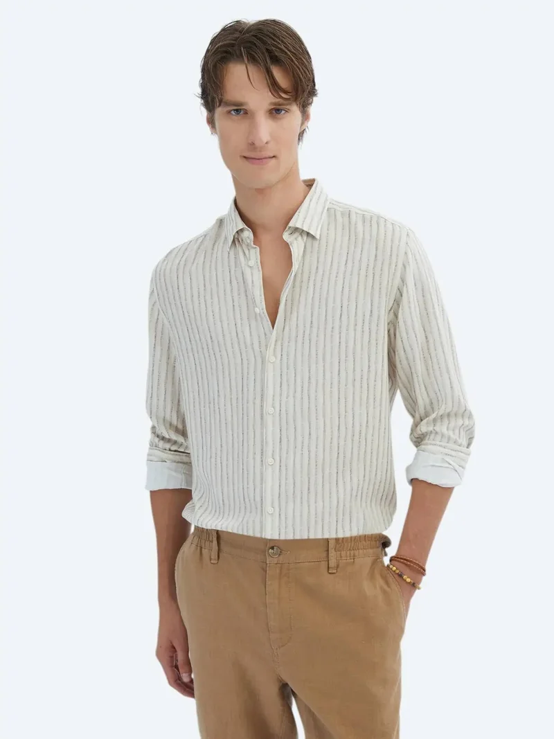 Kip Beige Printed Regular Fit Weaving Casual Shirt