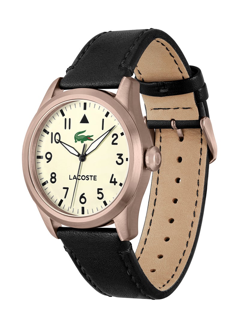 LACOSTE Men's Analog Round Shape Leather Wrist Watch 2011300 - 42 Mm  - Image 1