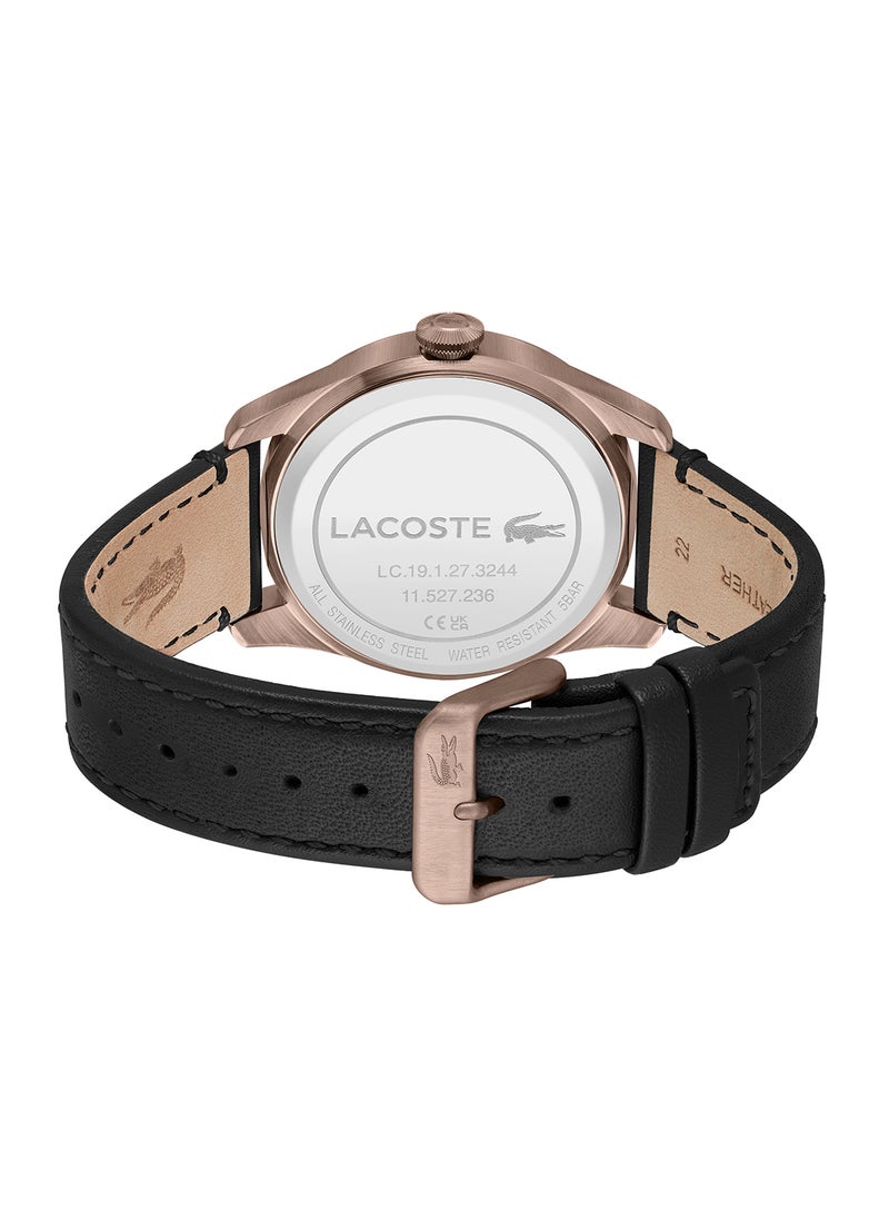LACOSTE Men's Analog Round Shape Leather Wrist Watch 2011300 - 42 Mm  - Image 3