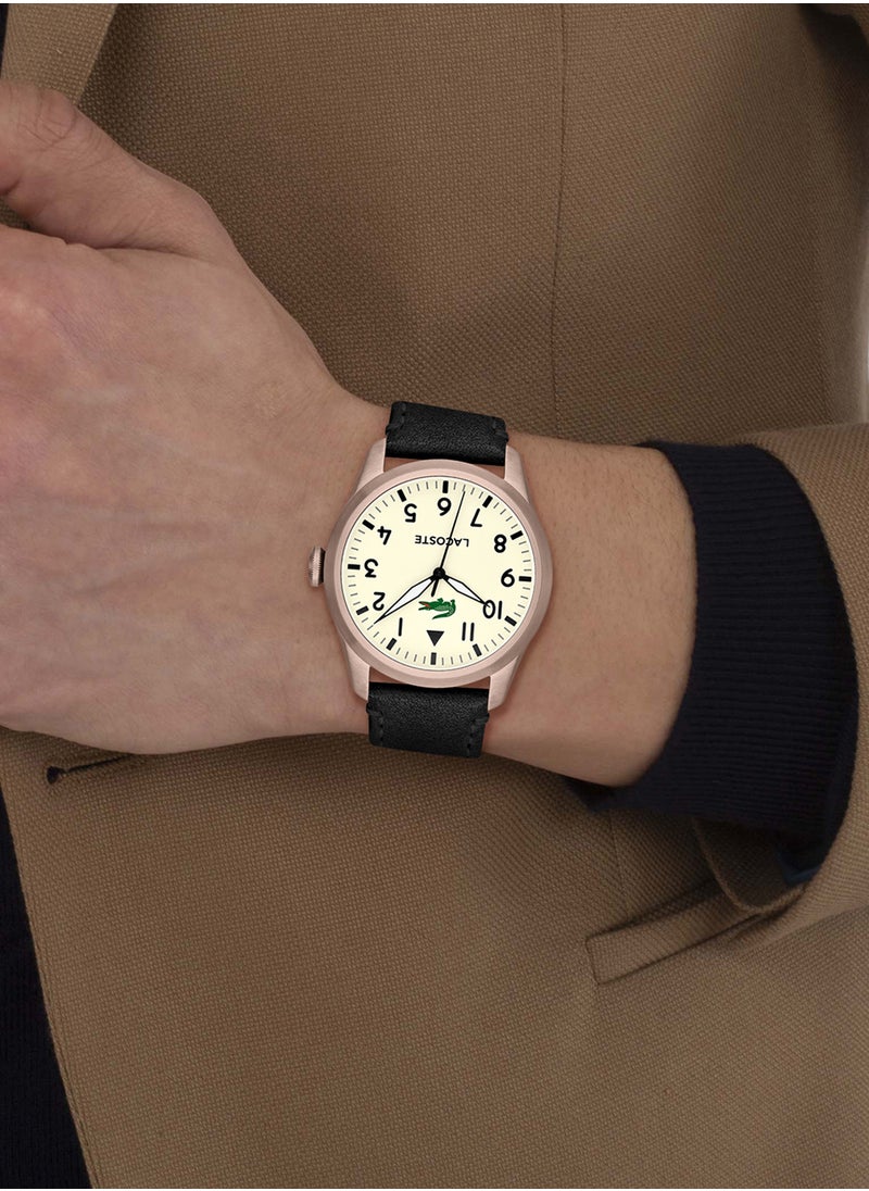 LACOSTE Men's Analog Round Shape Leather Wrist Watch 2011300 - 42 Mm  - Image 4