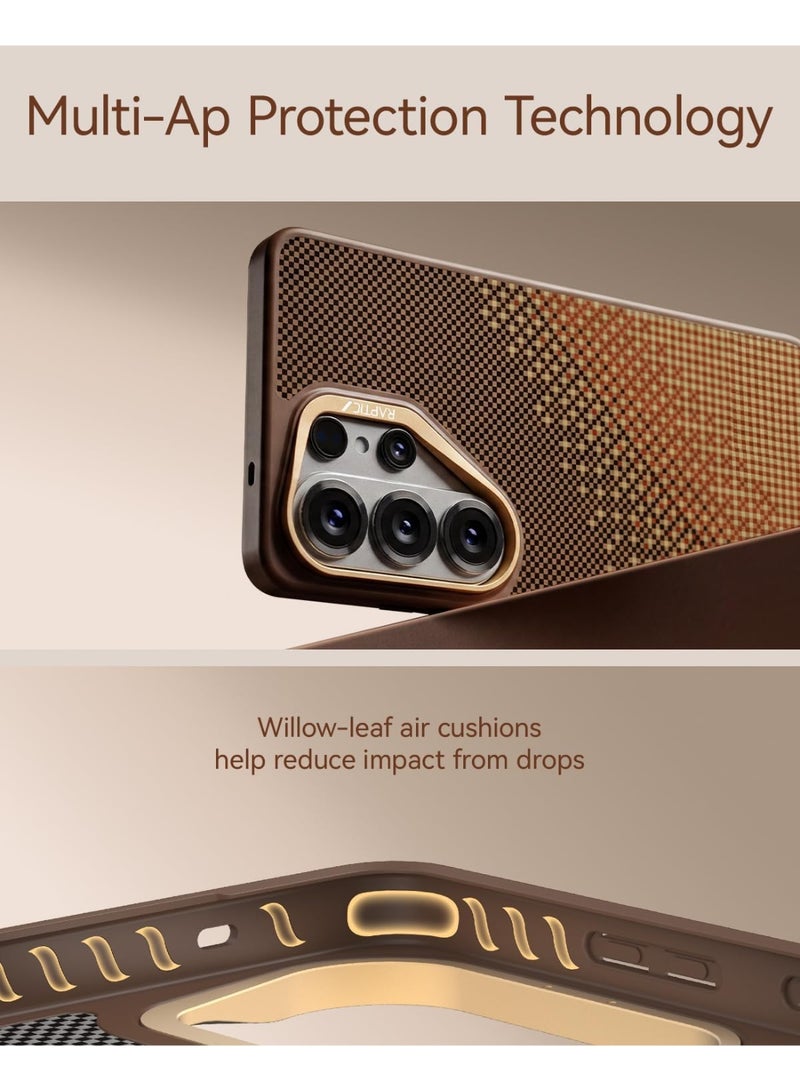 RAPTIC حافظة أراميد دوال لهاتف سامسونج جالاكسي S26 ألترا [متوافقة مع MagSafe] ألياف أراميد 1500D [مُختبرة ضد السقوط بمعيار عسكري حتى 13 قدم] غلاف هجين مع ممتص صدمات TPU - كهرمان السكون - Image 5