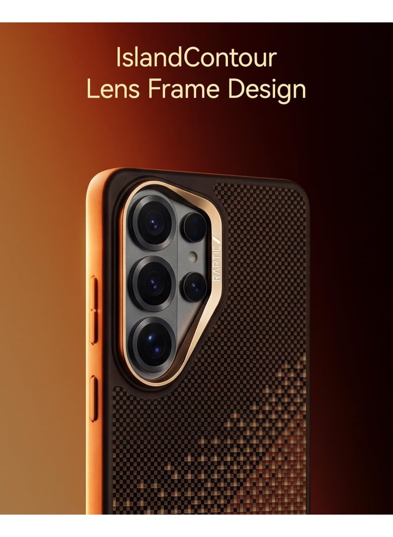 RAPTIC حافظة أراميد دوال لهاتف سامسونج جالاكسي S26 ألترا [متوافقة مع MagSafe] ألياف أراميد 1500D [مُختبرة ضد السقوط بمعيار عسكري حتى 13 قدم] غلاف هجين مع ممتص صدمات TPU - كهرمان السكون - Image 4