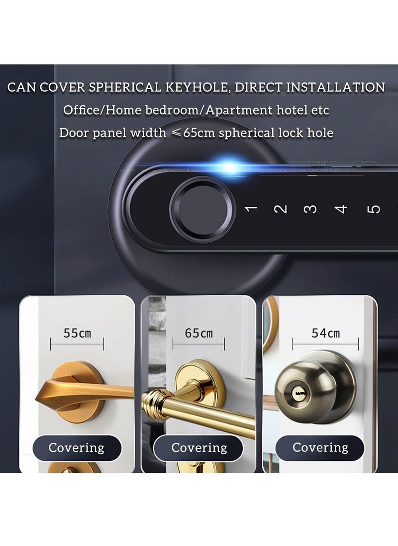 SYOSI - قفل باب ببصمة الإصبع، قفل باب دخول بدون مفتاح مع شحن USB ولوحة مفاتيح، قفل باب بيومتري، قفل مقبض باب ذكي، مناسب لغرف النوم والمكاتب والأماكن الخاصة الأخرى - Image 1
