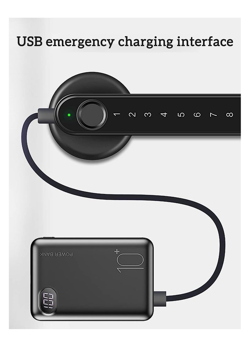 SYOSI - قفل باب ببصمة الإصبع، قفل باب دخول بدون مفتاح مع شحن USB ولوحة مفاتيح، قفل باب بيومتري، قفل مقبض باب ذكي، مناسب لغرف النوم والمكاتب والأماكن الخاصة الأخرى - Image 1