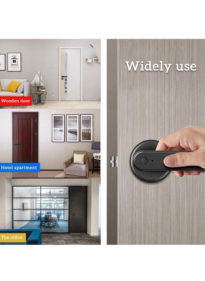 SYOSI - قفل باب ببصمة الإصبع، قفل باب دخول بدون مفتاح مع شحن USB ولوحة مفاتيح، قفل باب بيومتري، قفل مقبض باب ذكي، مناسب لغرف النوم والمكاتب والأماكن الخاصة الأخرى - Image 1