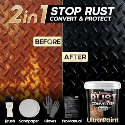 cocomfix Ultra 2in1 Rust Converter Paint Metal Primer 35 oz HeatStable Rust Reformer Encapsulator for Frame Chassis Trailer Truck Paint Directly Over Rust NoTopcoat Needed Matte Black - Image 3