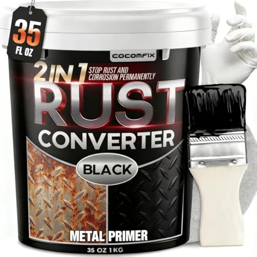 cocomfix Ultra 2in1 Rust Converter Paint Metal Primer 35 oz HeatStable Rust Reformer Encapsulator for Frame Chassis Trailer Truck Paint Directly Over Rust NoTopcoat Needed Matte Black - Image 1