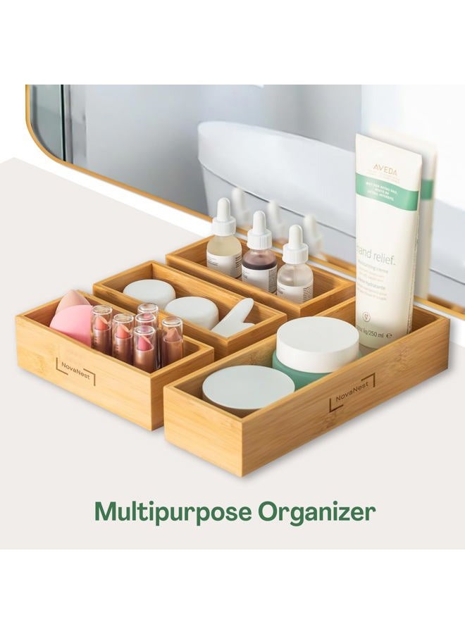 Novanest 4PCS Bamboo Storage Bag Organizer Set Multi-Use Baggie Organizers for Gallon, Quart, Sandwich, Snack Food Bags, Tea Bag, Silverware, Ideal for Kitchen, Office, Makeup, Bathroom, Utensil, Junk Drawer - Image 5