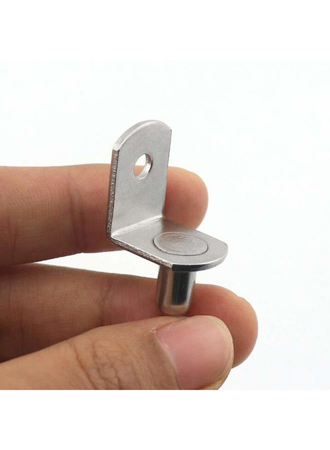 lasenersm 30 Pieces 5mm Bracket Style Cabinet Shelf Pins with Hole 4mm Hole Shelf Support Pegs L-Shaped Hardware Heavy Duty Shelf Support Pins for Kitchen Cabinet Furniture Book Shelves, Silver-Tone - Image 4