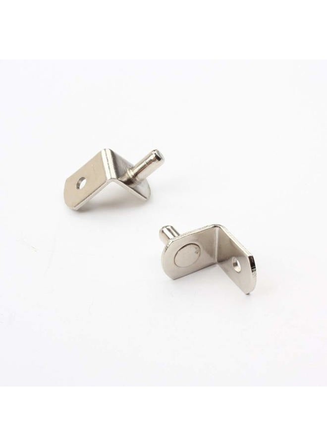 lasenersm 30 Pieces 5mm Bracket Style Cabinet Shelf Pins with Hole 4mm Hole Shelf Support Pegs L-Shaped Hardware Heavy Duty Shelf Support Pins for Kitchen Cabinet Furniture Book Shelves, Silver-Tone - Image 2