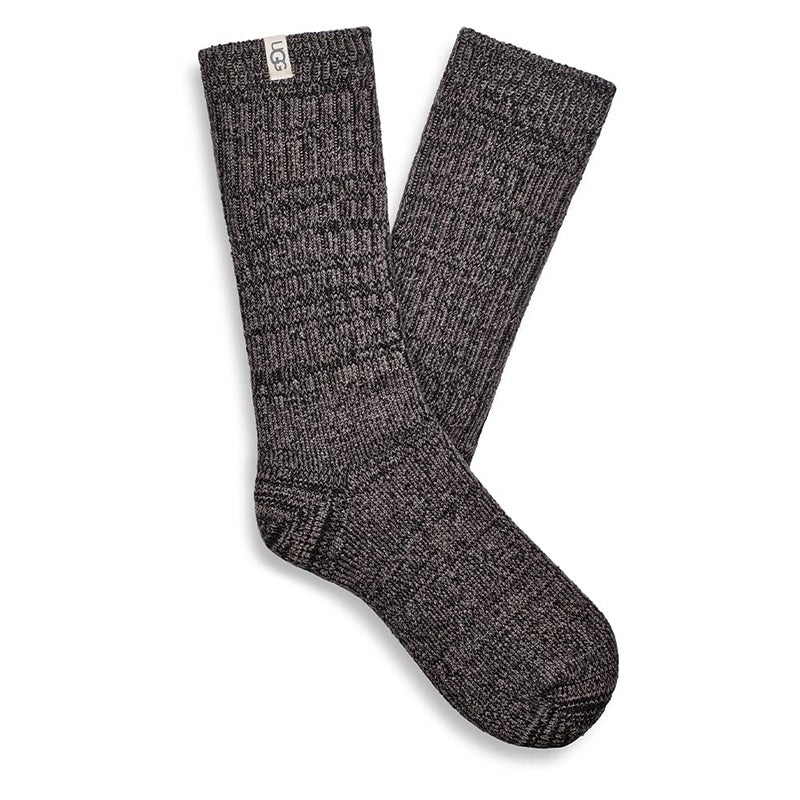UGG Women's Rib Knit Slouchy Crew Socks, Grey / Black, O/S