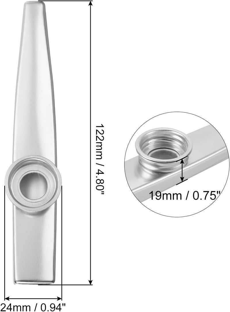 RAJry Silver Aluminium Alloy Kazoo with Diaphragm Membrane Mouth Flute Musical Instruments - Image 2