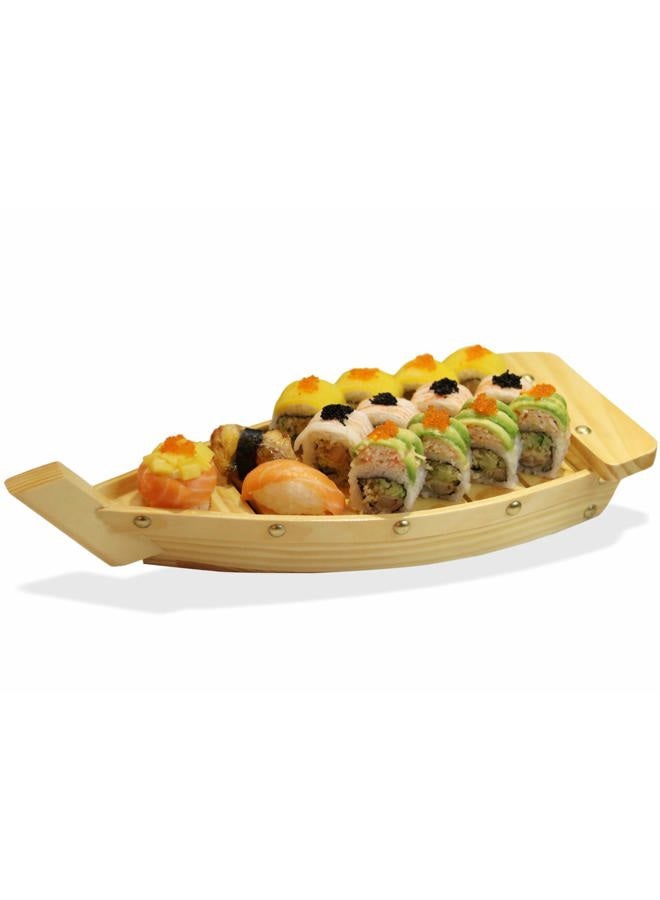 Kichgather 14.5“ Wooden Sushi Serving Tray Boat Plate for Restaurant or Home - Image 1
