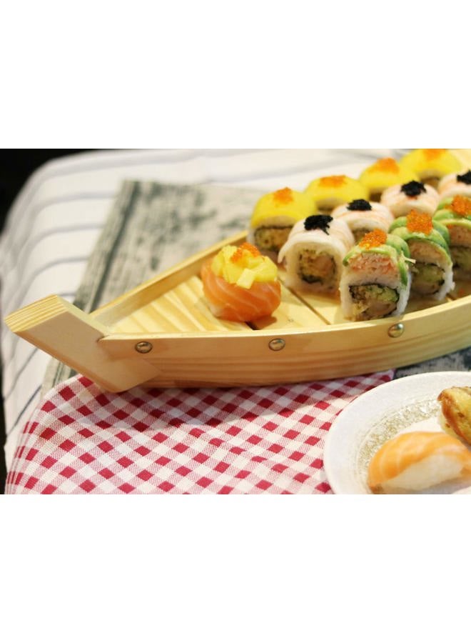 Kichgather 14.5“ Wooden Sushi Serving Tray Boat Plate for Restaurant or Home - Image 4