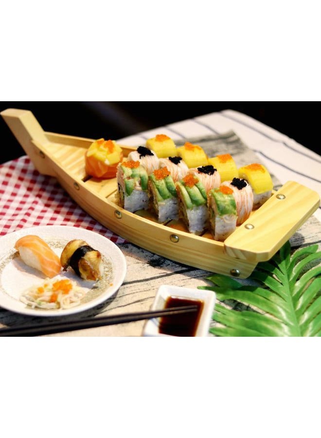 Kichgather 14.5“ Wooden Sushi Serving Tray Boat Plate for Restaurant or Home - Image 2