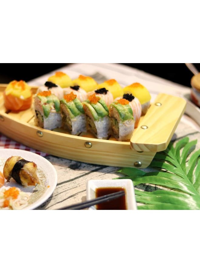 Kichgather 14.5“ Wooden Sushi Serving Tray Boat Plate for Restaurant or Home - Image 3