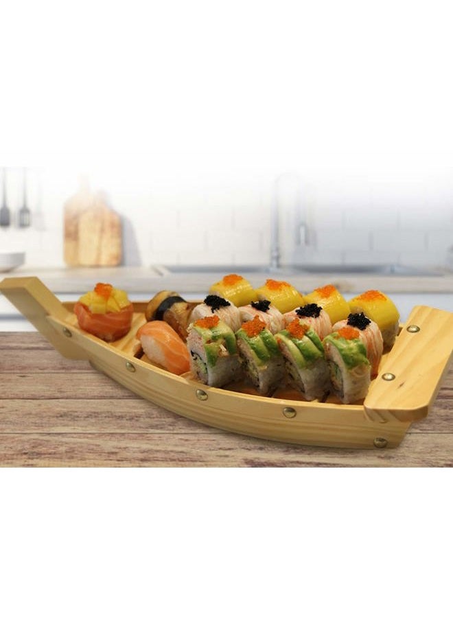 Kichgather 14.5“ Wooden Sushi Serving Tray Boat Plate for Restaurant or Home - Image 5