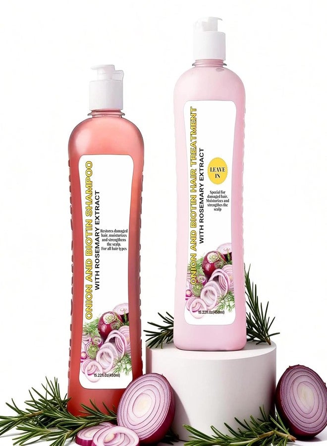 GROEI 450ml Onion Shampoo & Treatment Set - Enriched with Onion Biotin and Rosemary extracts, Strengthens Roots, Repairs Damage, Boosts Shine, Moisturizing Hair Care 30.44 Fl Oz - Image 1