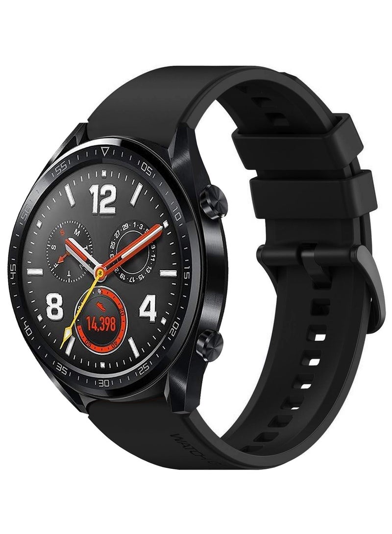 CATANES (For Huawei GT Series) 2Packs, 22mm Silicone Straps Watch Band Strap for Huawei GT3 / Huawei GT3 pro/Huawei GT/Huawei GT 2 (46mm) Watch Band/Huawei Watch GT2 Pro Strap/Samsung Galaxy Watch 46mm / Galaxy Watch 3 45mm - Black Grey - Image 3