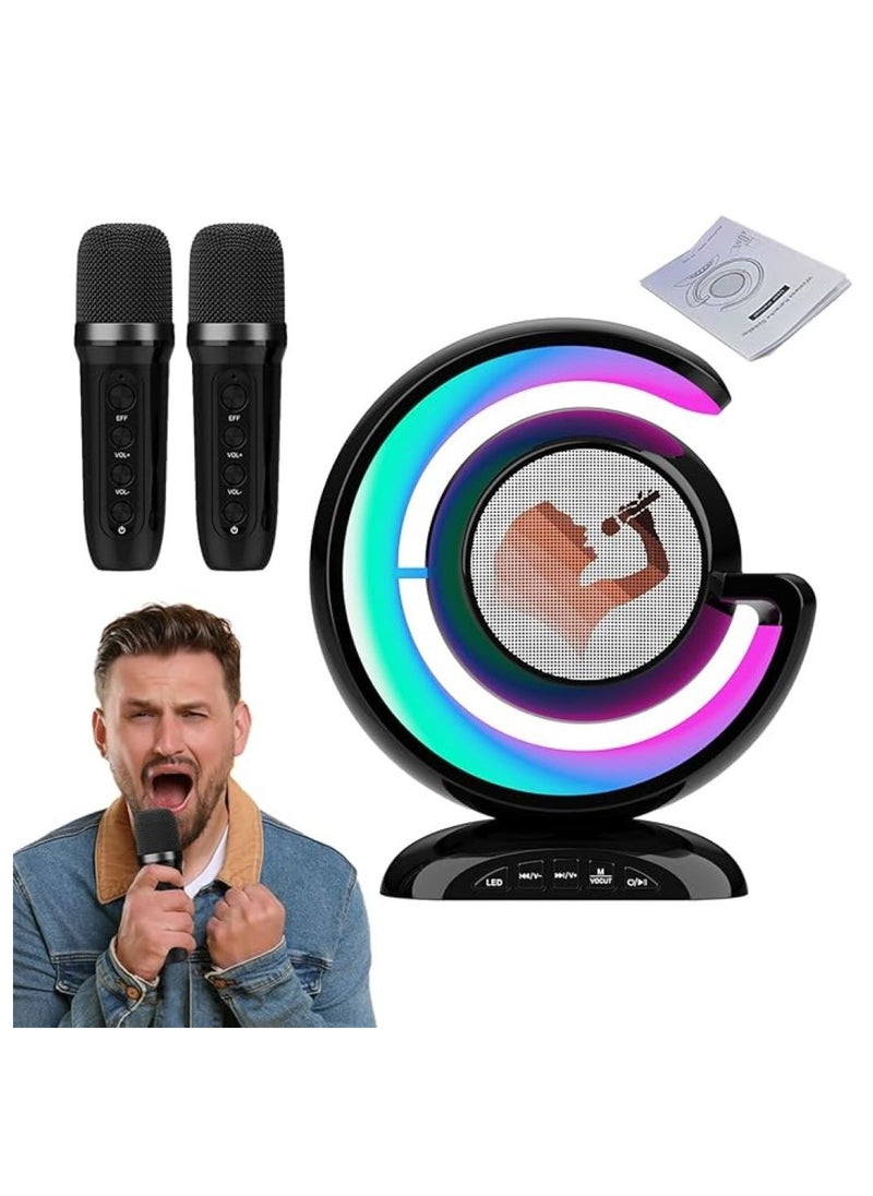 Generic Karaoke Machine with Two Wireless Microphones | Portable Bluetooths Speaker for Home Karaoke Birthday Party with Microfono Mic and Colorful LED  - Image 1
