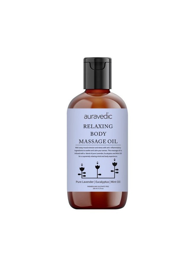 Auravedic Relaxing Massage Oil For Full Body 200 Ml Massage Oil With Lavender Oil, Eucalyptus Oil, Mint Oil. Soothing And Destressing Body Massage Oil For Women And Men  - Image 1