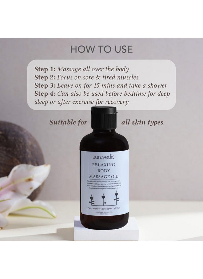 Auravedic Relaxing Massage Oil For Full Body 200 Ml Massage Oil With Lavender Oil, Eucalyptus Oil, Mint Oil. Soothing And Destressing Body Massage Oil For Women And Men  - Image 4