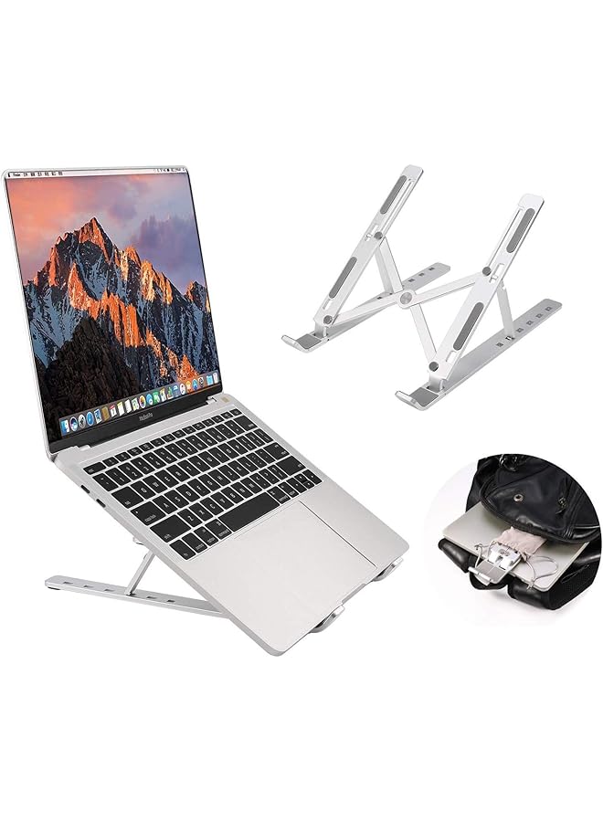 erorex Laptop Stand Adjustable Aluminum Laptop Computer Stand Tablet Stand Ergonomic Foldable Portable Desktop Holder Compatible With Macbook Air Pro Dell Xps Hp Lenovo 10 15.6Â€ Laptops Silver  - Image 5