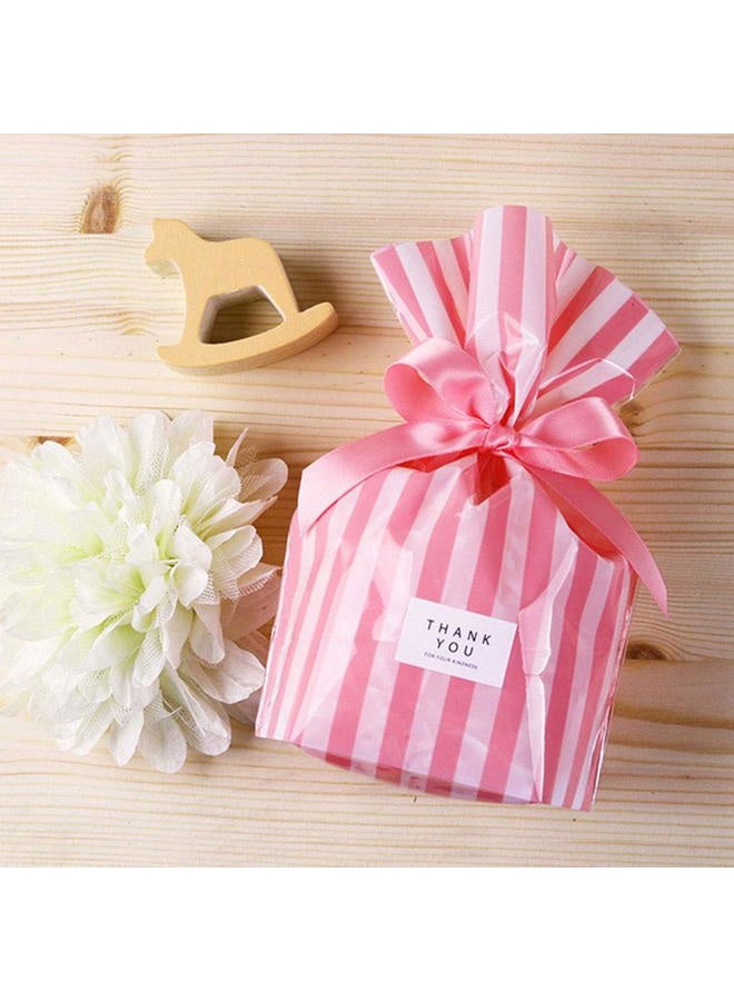 Pink Stripe Clear Cello Bags Candy Plastic favor cellophane Treat Bags,Pack of 50