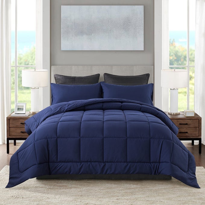 TWIN COMFORTER SET ALL SEASON BEDDING COMFORTERS SETS WITH 1 PILLOW CASE 2 PIECES BED SET DOWN ALTERNATIVE COMFORTER SET BLUE TWIN BEDDING SETS64X88
