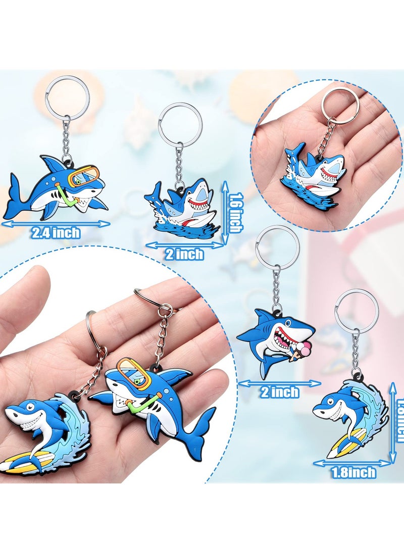 SOLARAE Shark Keychains for Backpacks, 24 Pcs 8 Style Key Ring Cute Shark Under the Sea Party Favors for Kids Sea Birthday Party Supplies Classroom Rewards Carnival Prizes Set Gifts for School Kids Boys Girls - Image 2