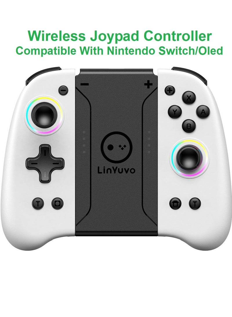general Classic Joypad LinYuvo KS31 Wireless Gaming Controller for Nintendo Switch/Switch Lite/Switch OLED with Multicolor RGB Light Ring, Exclusive Metal Joysticks, Adjustable Dual Shock, Six-Axis Gyroscope, Turbo Function, Adjustment Dual Motors Vibration, Anti-Friction Thumbsticks, Wake-Up Function - Image 1