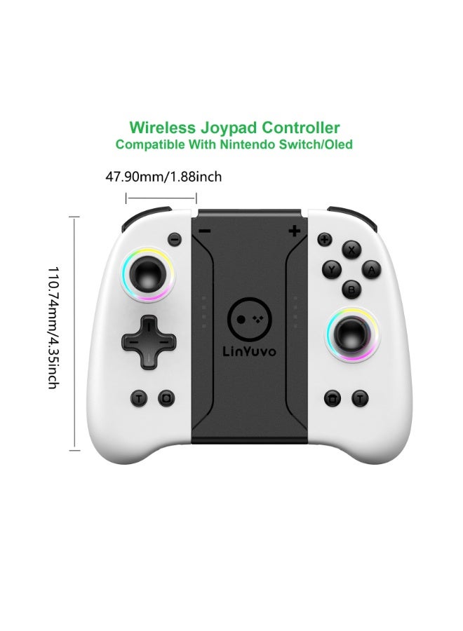 general Classic Joypad LinYuvo KS31 Wireless Gaming Controller for Nintendo Switch/Switch Lite/Switch OLED with Multicolor RGB Light Ring, Exclusive Metal Joysticks, Adjustable Dual Shock, Six-Axis Gyroscope, Turbo Function, Adjustment Dual Motors Vibration, Anti-Friction Thumbsticks, Wake-Up Function - Image 2